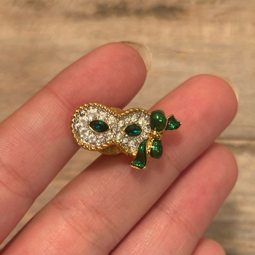 Retired Swarovski Swan Signed Mardi Gras Lapel Pin